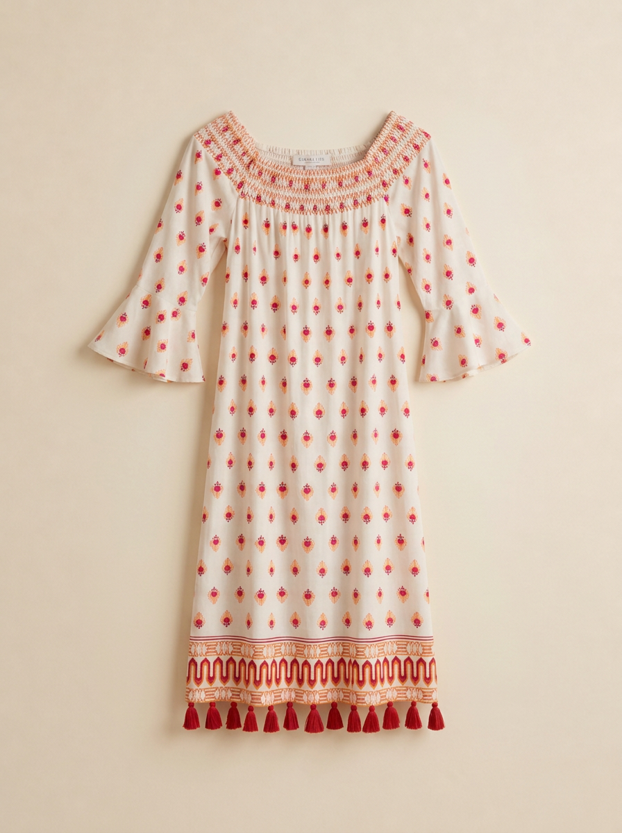 Smocked Tassel Dress